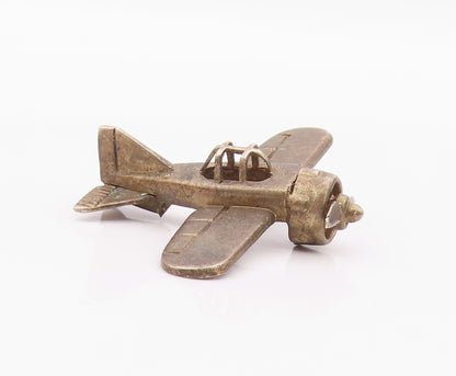925 Sterling Silver  Vintage Dark Tone Airplane Table Trinket  TR2710