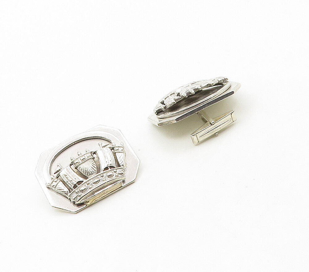 ENGLAND 925 Sterling Silver  Vintage Shiny Sailing Ship Cufflinks  TR2279