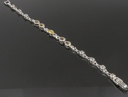 925 Sterling Silver  Faceted Citrine & Topaz Tennis Bracelet  BT1162