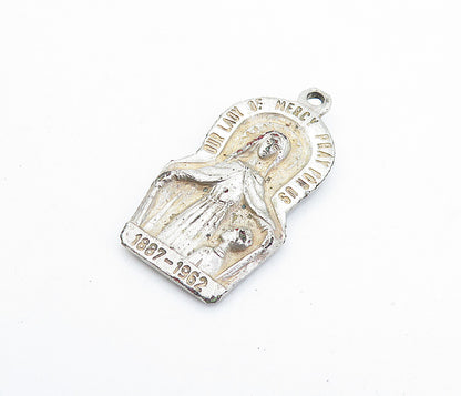 925 Sterling Silver  Vintage Antique Our Lady Of Mercy Mission Pendant  PT4993