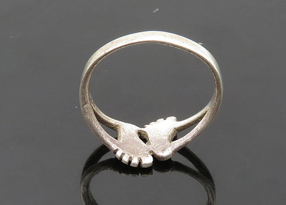 925 Sterling Silver  Vintage Footprints Split Shank Band Ring Sz 8  RG21102