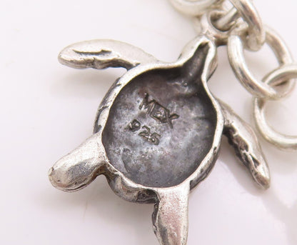 925 Sterling Silver Vintage Bracelet Etched Nautical Sea Turtle Link  BT11668