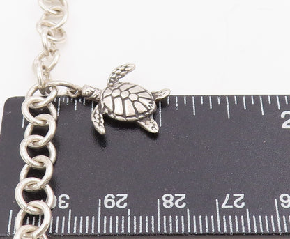 925 Sterling Silver Vintage Bracelet Etched Nautical Sea Turtle Link  BT11668