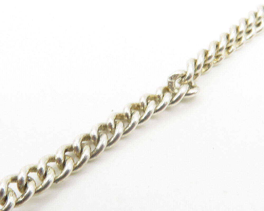 925 Sterling Silver  Vintage Amethyst Twist Petite Curb Chain Necklace  NE3061