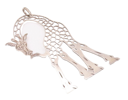 925 Sterling Silver Vintage Pendant Minimalist Cutout Etched Giraffe  PT22832