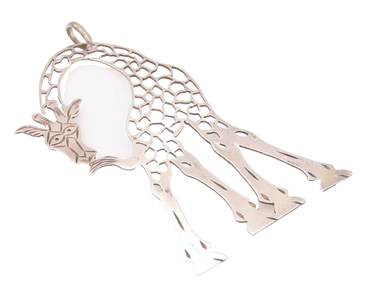 925 Sterling Silver Vintage Pendant Minimalist Cutout Etched Giraffe  PT22832