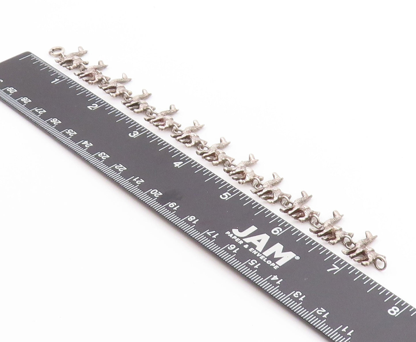925 Sterling Silver Vintage Bracelet Etched Llama Animal Charm Chain  BT11404