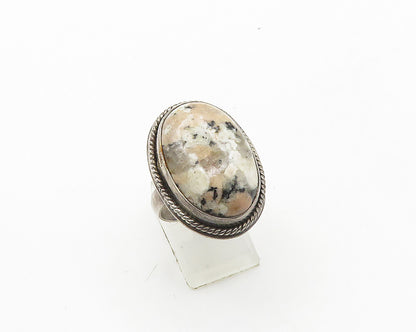 925 Sterling Silver  Vintage Cabochon Cut Jasper Cocktail Ring Sz 7  RG19838