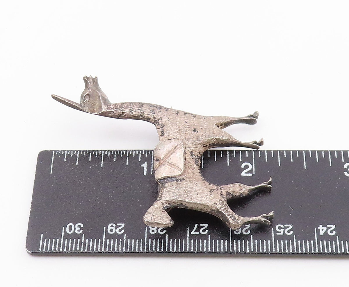 925 Sterling Silver  Vintage Antique Dark Tone Alpaca Motif Brooch Pin  BP3128