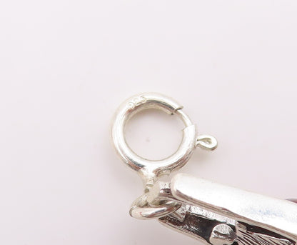 925 Sterling Silver Vintage Bracelet Cabochon Honey Amber Link Chain  BT11536
