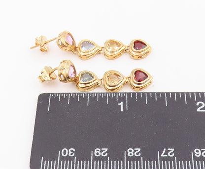925 Sterling Silver Vintage Earrings Gold Plated Gemstone Heart Drop  EG14460