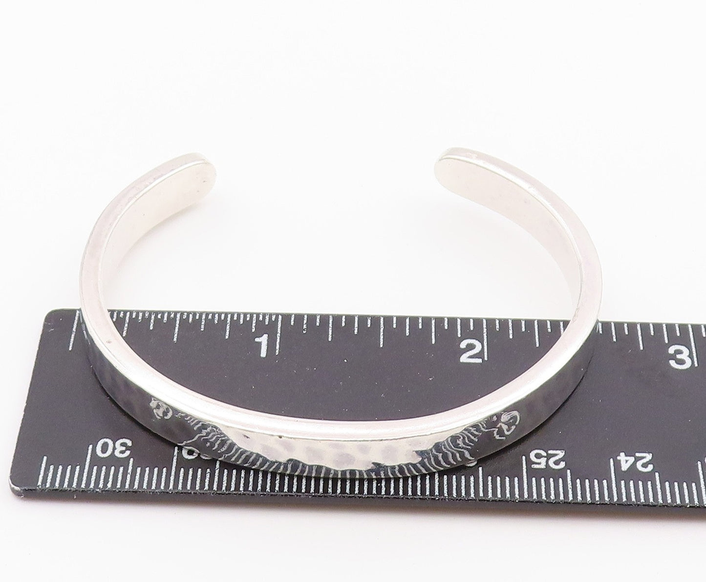 925 Sterling Silver Vintage Bracelet DEVATA Minimalist Hammered Cuff  BT12146