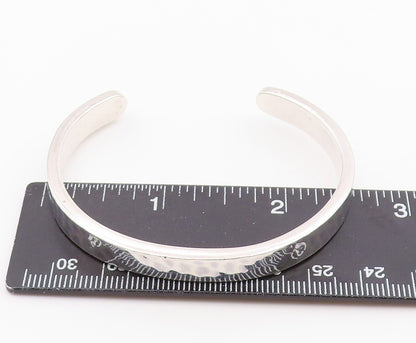 925 Sterling Silver Vintage Bracelet DEVATA Minimalist Hammered Cuff  BT12146