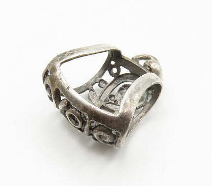 925 Sterling Silver  Vintage Oxidized Open Swirl Vine Slide Pendant  PT11807