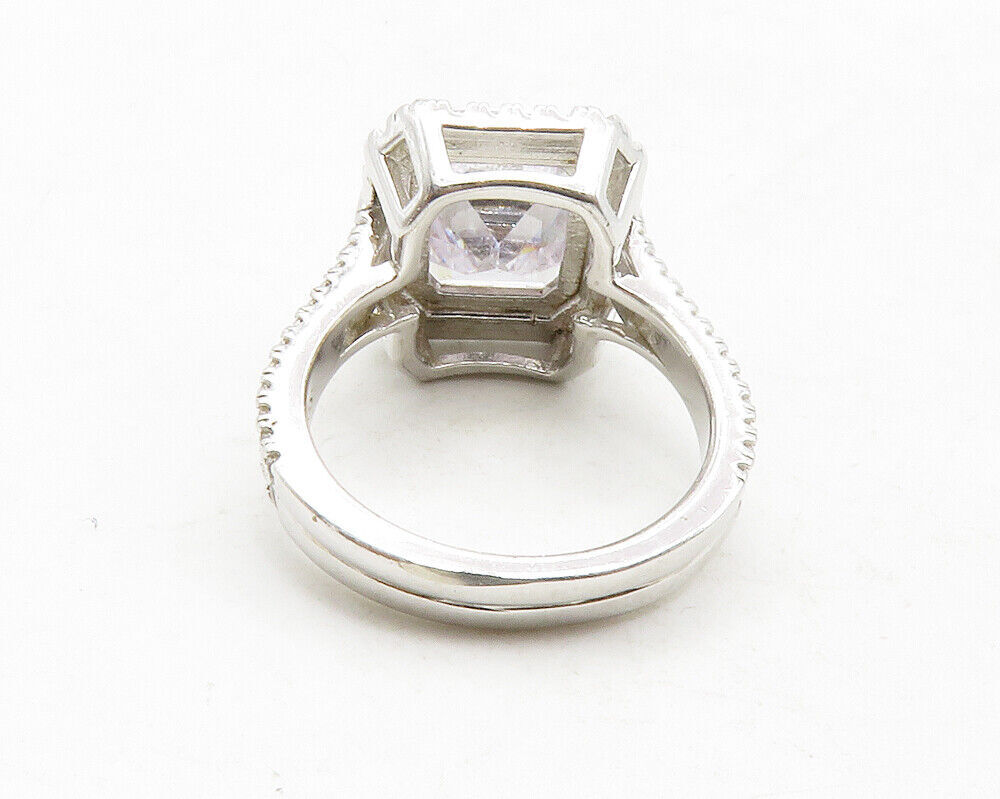 925 Sterling Silver  Square Cut Cubic Zirconia Cocktail Ring Sz 6  RG13218