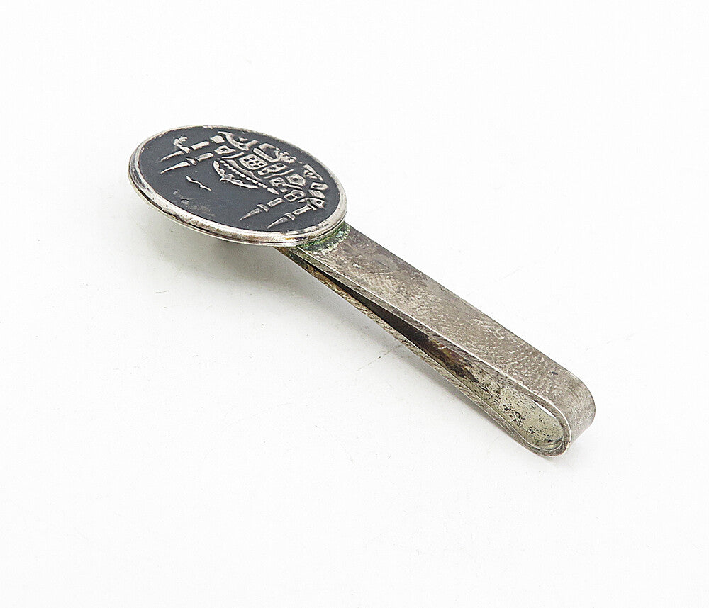925 Sterling Silver  Vintage Antique Oxidized Taj Mahal Tie Clip  TR1297