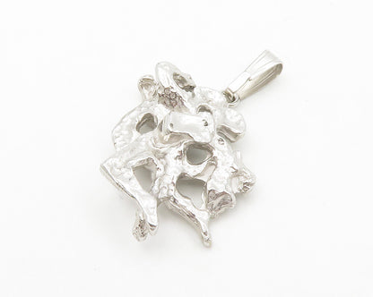 925 Sterling Silver  Vintage Shiny Sculpted Dancing Couple Pendant  PT10744