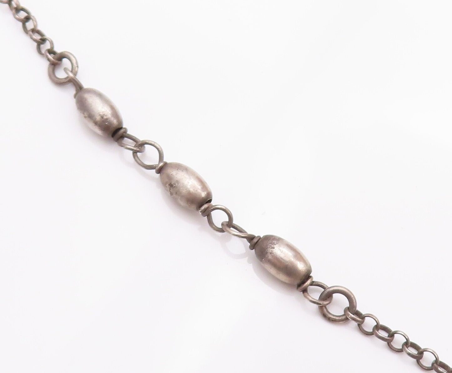 925 Sterling Silver Vintage Necklace Minimalist Religious Beaded Cross  NE4275