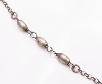 925 Sterling Silver Vintage Necklace Minimalist Religious Beaded Cross  NE4275