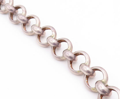 925 Sterling Silver Vintage Necklace Interlocking Geometric Circles Link  NE4830