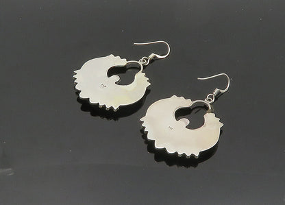 925 Sterling Silver  Vintage Shiny Floral Heart Detail Drop Earrings  EG9896
