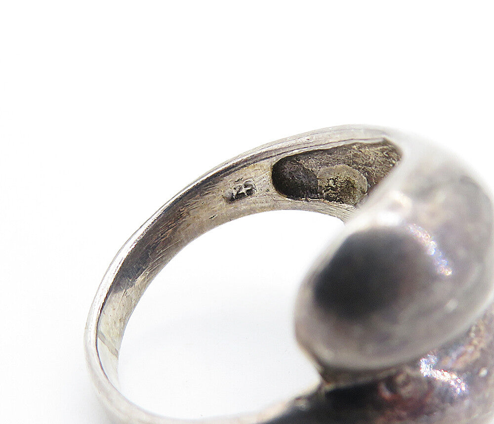 925 Sterling Silver  Vintage Dark Tone Bypass Design Band Ring Sz 7.5  RG6445