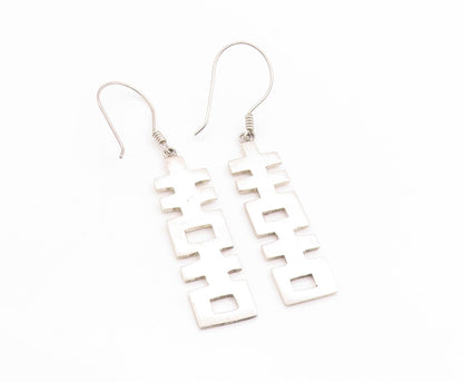 925 Sterling Silver Vintage Earrings Chinese Double Happiness Cut Out  EG13697