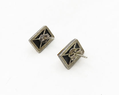925 Sterling Silver  Vintage Cabochon Cut Amber Stud Earrings  EG9103