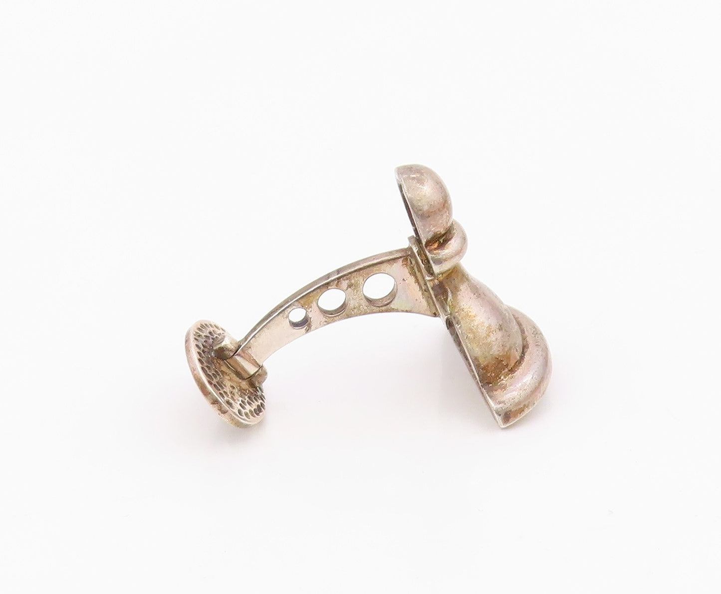 925 Sterling Silver  Vintage Carved Chess Piece & Love Heart Cuff Links TR3400