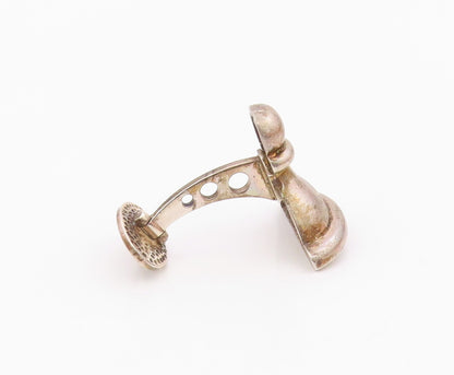 925 Sterling Silver  Vintage Carved Chess Piece & Love Heart Cuff Links TR3400