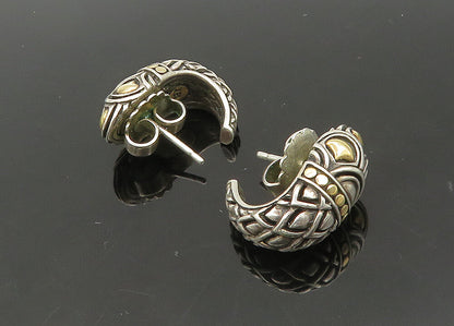 JOHN HARDY 925 Silver & 18K GOLD  Vintage 2 Tone Curve Drop Earrings  EG10792
