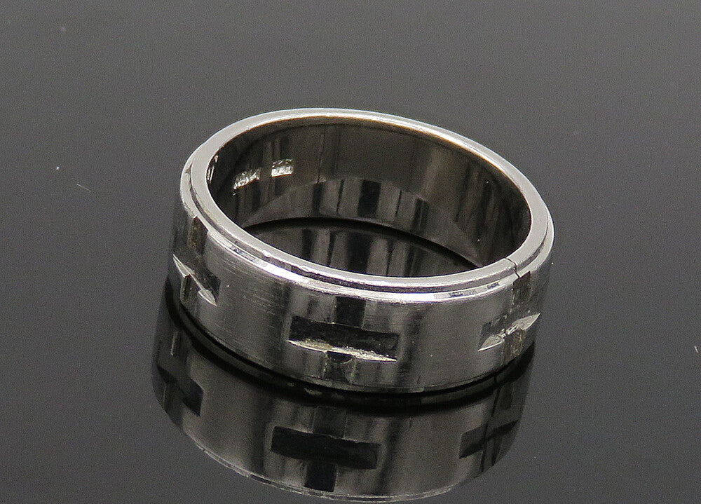 925 Sterling Silver  Vintage Shiny Cross Pattern Band Ring Sz 8.5  RG20705