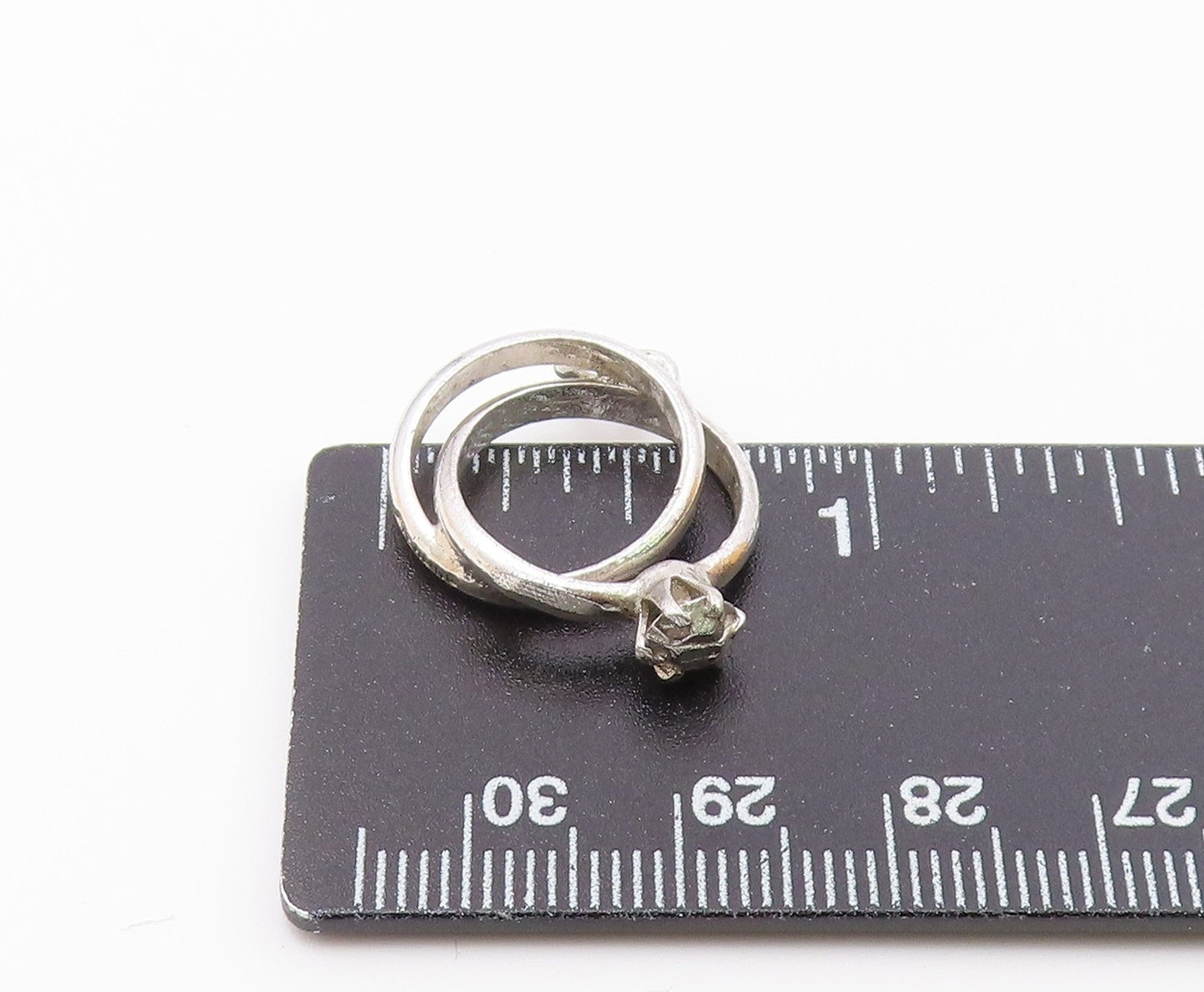 925 Silver  Vintage Engagement Ring & Wedding Band Motif Pendant  PT16328