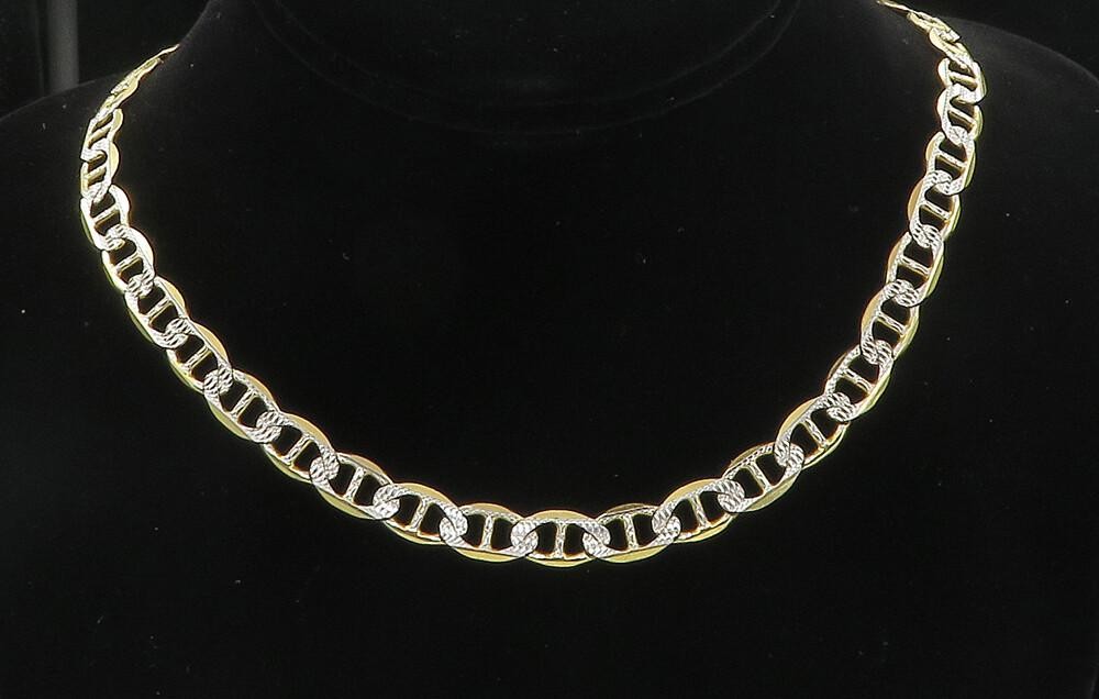 925 Sterling Silver  Diamond Cut Two Tone Anchor Link Chain Necklace  NE1661