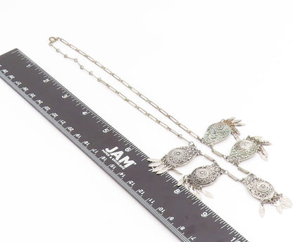 925 Sterling Silver Vintage Necklace ISRAEL Intricate Motif Design Choker NE4823