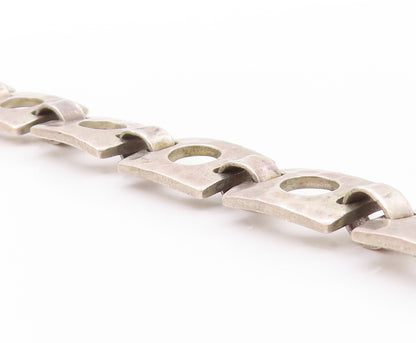 925 Sterling Silver Vintage Bracelet Square Open Work Metal Linked BT11271