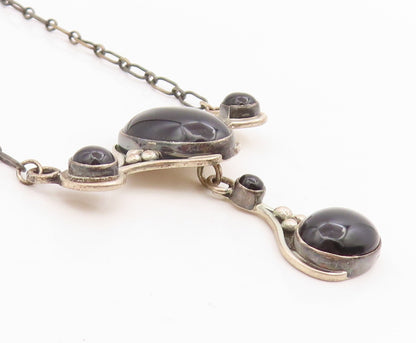925 Sterling Silver Vintage Necklace DTR JAY KING Cabochon Onyx Chain  NE4751