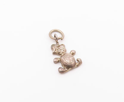 925 Sterling Silver  Vintage Petite Dark Tone Teddy Bear Pendant  PT12713