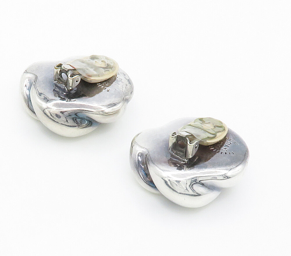 FREDERIC JEAN DUCLOS 925 Silver  Vintage Hollow Non Pierce Earrings  EG7563