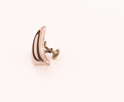 925 Sterling Silver  Vintage Water Drop Shape Carved Cutout Earrings  EG12466