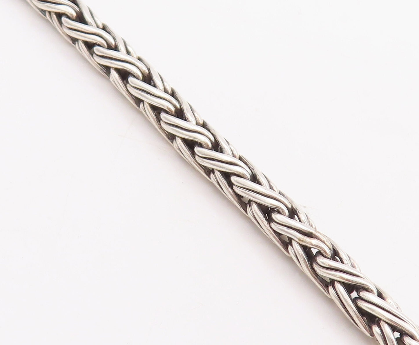 925 Sterling Silver Vintage Bracelet Solid Breaded Barrel Loack  BT10683