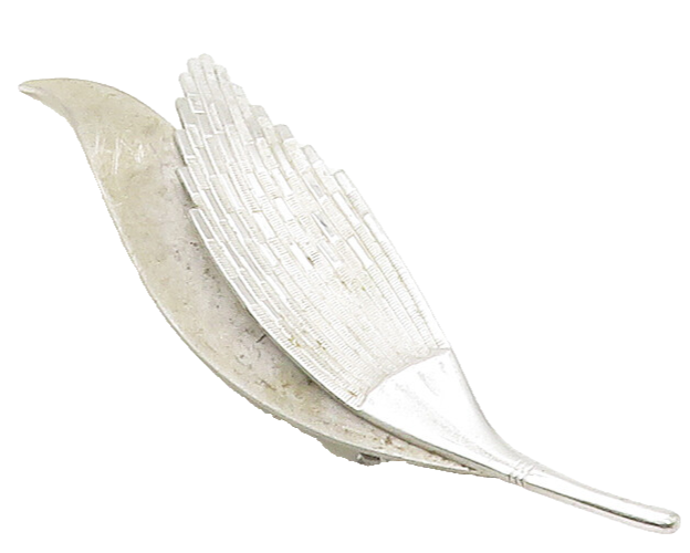 BEAU 925 Sterling Silver  Vintage Shiny Floral Leaves Brooch Pin  BP6532