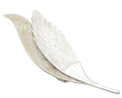 BEAU 925 Sterling Silver  Vintage Shiny Floral Leaves Brooch Pin  BP6532