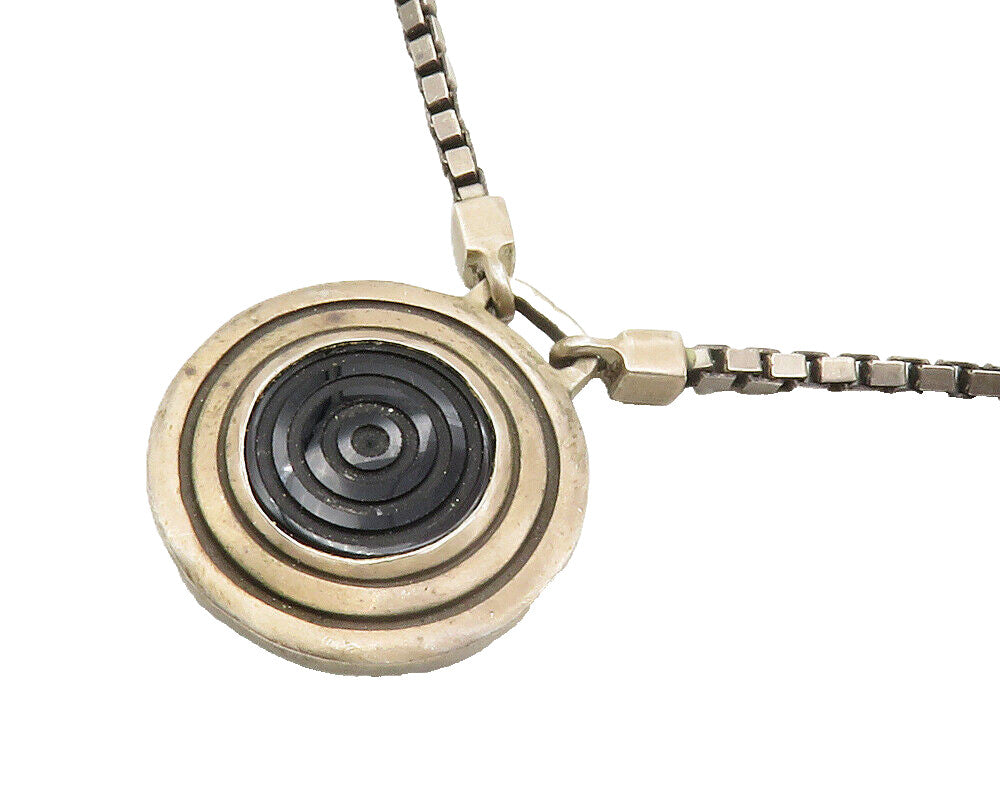 925 Sterling Silver Vintage Two Tone Pendant Venetian Chain Necklace NE2145
