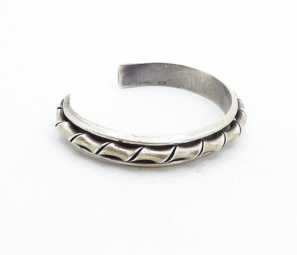 MEXICO 925 Sterling Silver  Vintage Dark Tone Twist Oval Cuff Bracelet  BT1953