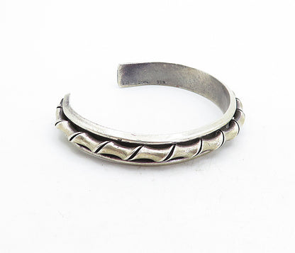 MEXICO 925 Sterling Silver  Vintage Dark Tone Twist Oval Cuff Bracelet  BT1953