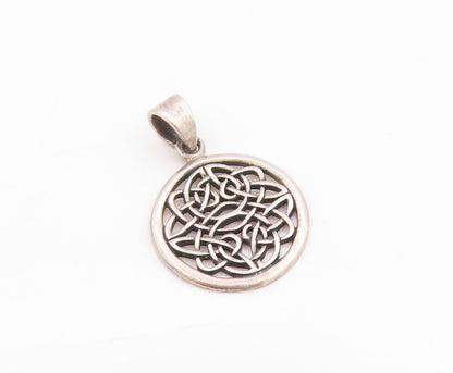 925 Sterling Silver Vintage Pendant Dark Tone Celtic Knot Design Cutout  PT24526