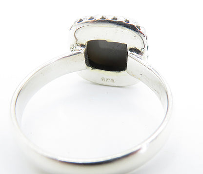 925 Sterling Silver  Druzy Stone Fluted Shiny Solitaire Ring Sz 7  RG7922