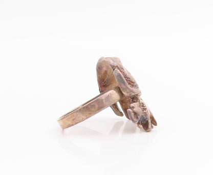 925 Sterling Silver Vintage Ring Mother & Baby Elephant Cut Out  Sz 6  RG33895