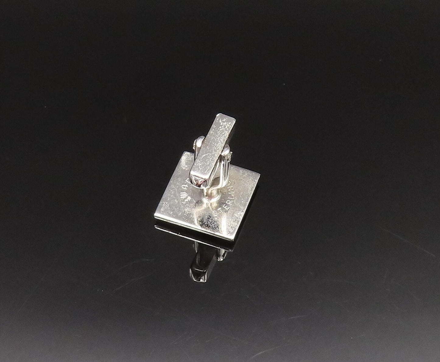 SWANK 925 Silver  Vintage Two Tone Fleur De Lis Shiny Square Cufflinks  TR3357